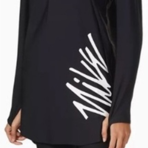 NIKE Black SWIM DRESS with Vertical Logo - Picture 2 of 9